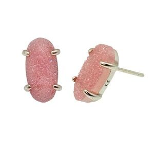 Kendra Scott Betty Gold Stud Earrings in Iridescent Pink.
